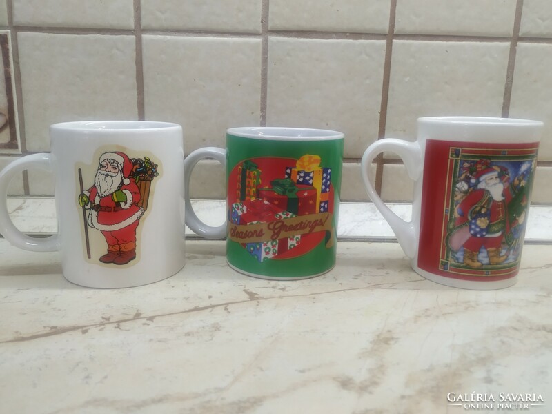 3 Santa glasses for sale! Porcelain Santa Claus glass, mug 3 pieces for sale!