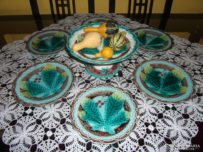 Antique hornberg majolica cake set