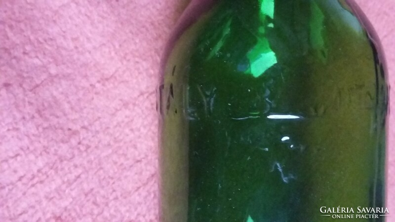 0.5 L green glass water bottle with crystal inscription with porcelain clasp