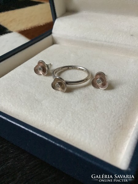 Old h.H.Nygaard Danish silver ring with earrings