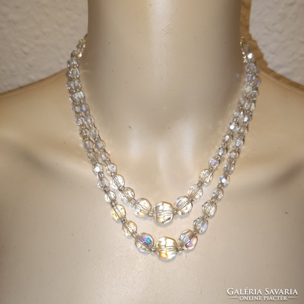 Aurora borealis 2-row Czech crystal necklace 45cm