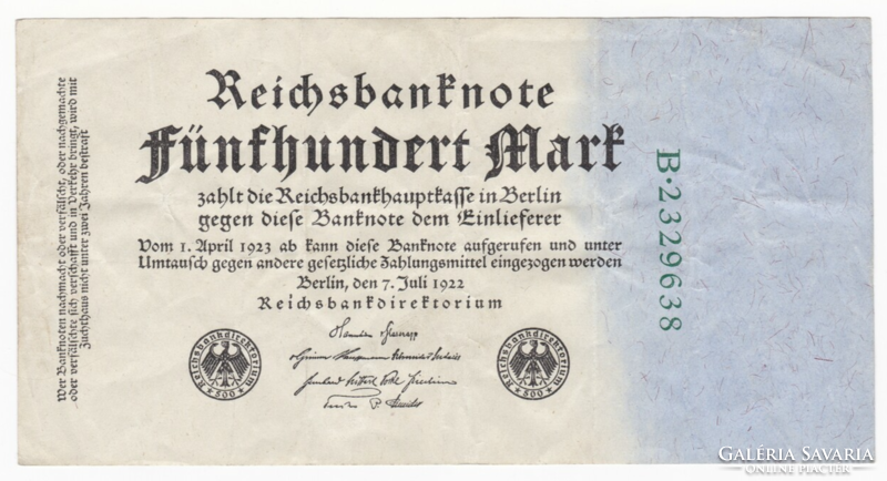 Ötszáz Márka bankjegy Berlin 1922