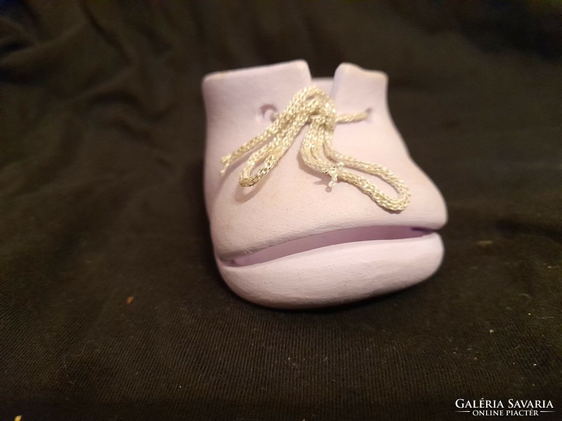 Light purple ceramic baby shoes, a present for a grandchild