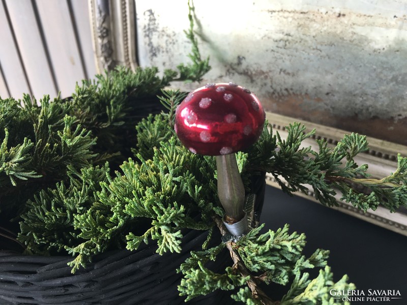 Antique glass Christmas tree decoration - mushroom