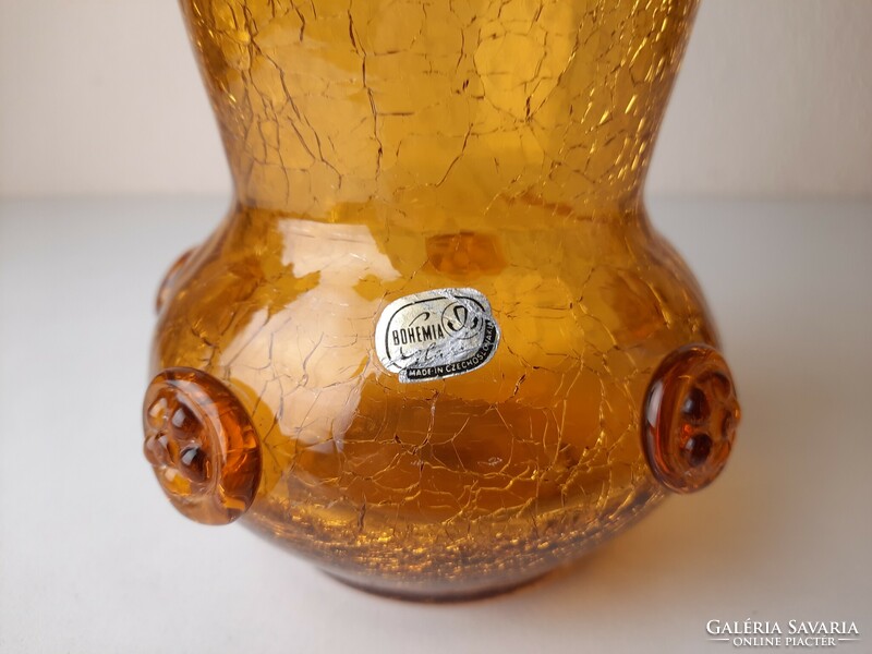 Vintage cseh üveg repesztett váza, Jan Havelka tervezése