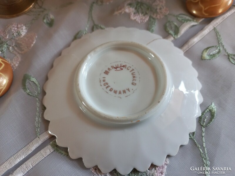 Fairytale, old mocha cup and small plate with lotus flowers, collectible