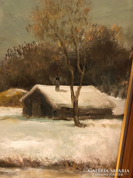 Winter landscape oil painting by Emil Gádor