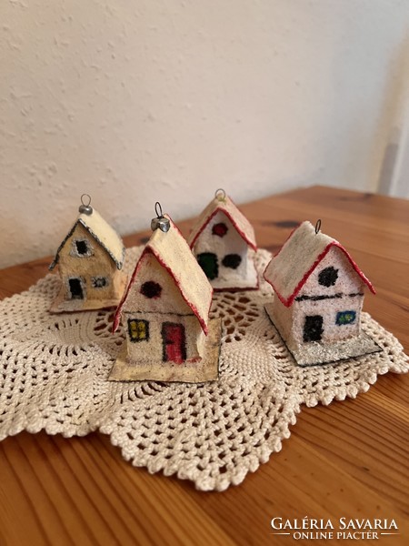 Christmas tree decorated houses - 4 pcs