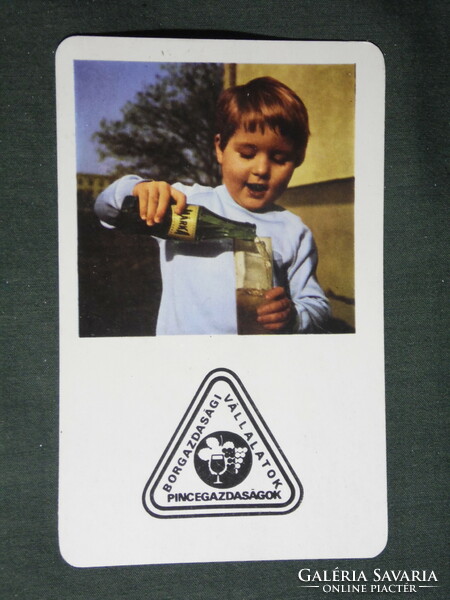 Card calendar, brands of soft drinks, wine cellar farms, children, model, 1975, (2)