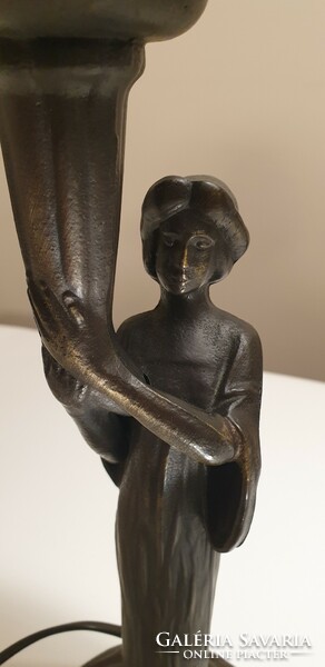 Bronze table lamp with an elegant female figure