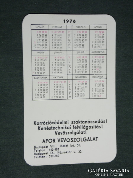 Kártyanaptár, ÁFOR benzinkutak olajok, vMultiszuper M-SE ,grafikai rajzos, 1976 ,   (2)