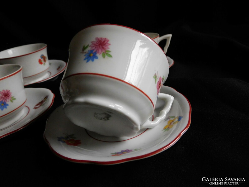 Antique Zsolnay elf-eared coffee (mocha) sets - 4 pieces