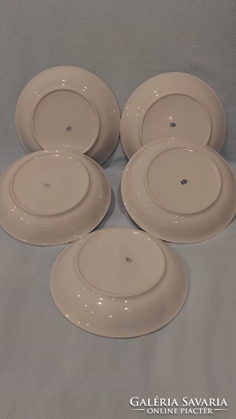 5 Zsolnay porcelain blue striped plates