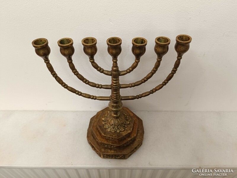 Antik menora judaika réz zsidó gyertyatartó 7 ágú menóra 248 7944