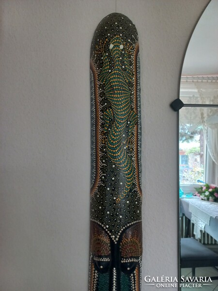 Large carved African wall decoration with salamander decoration