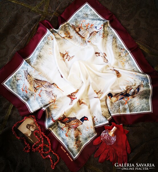 Philippe de villiere scarf 100% silk, pheasant, wild duck, etc.