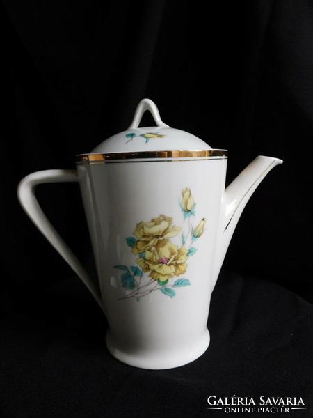 Hollóházi retro sárga rózsás kávéskészlet a 60-as évekből (mid century)