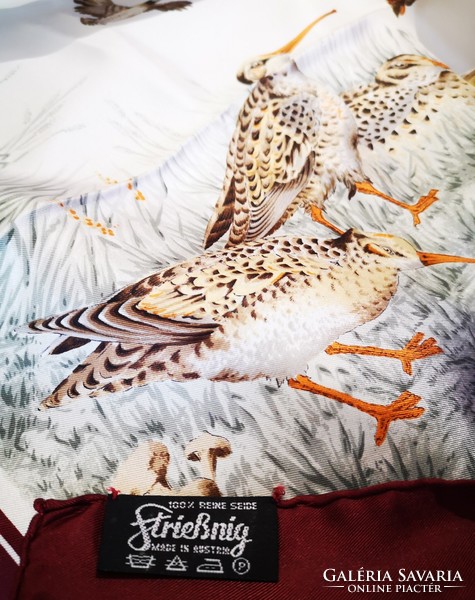 Philippe de villiere scarf 100% silk, pheasant, wild duck, etc.