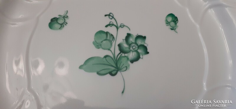 6 Personalized Herend dinnerware set with green flower pattern (24 pieces)