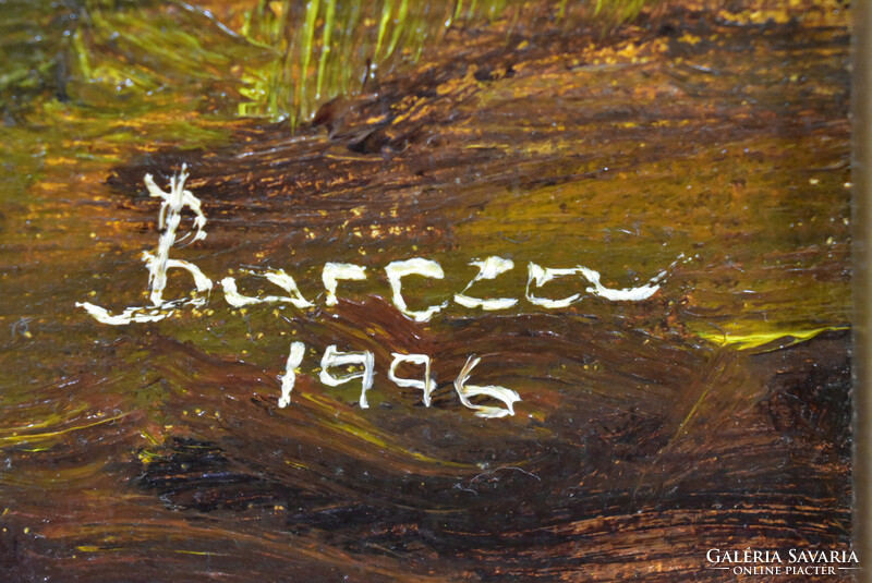 Barcza Andrásné: Magányos őszi fa olajfestmény 50x30cm