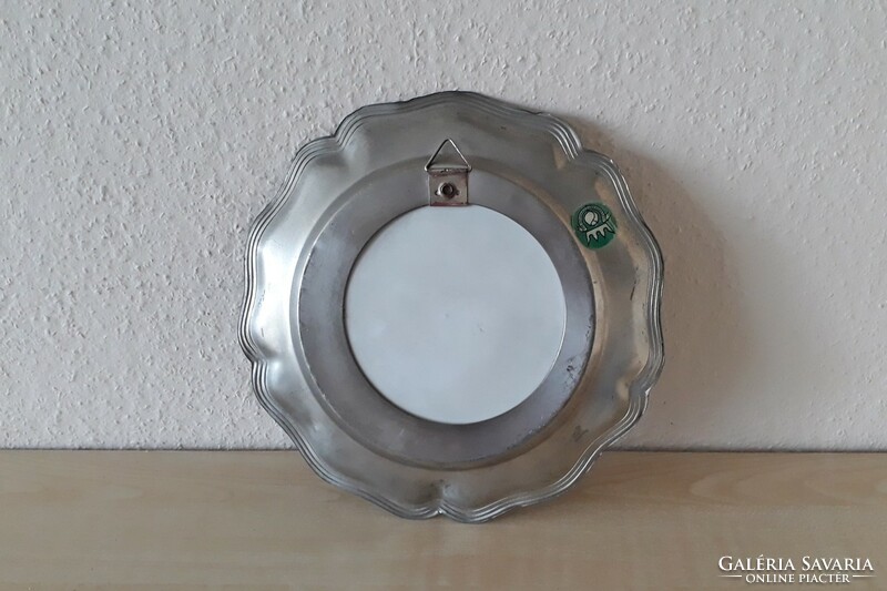 Pewter plate with porcelain insert