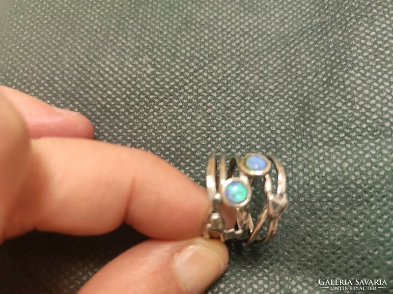 Israeli silver ring with fire opal