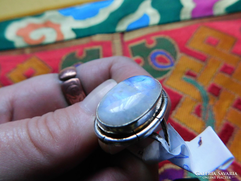 Rainbow moonstone 925 hallmarked silver ring 57 18mm