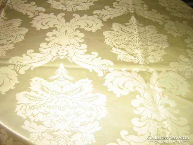 Wonderful baroque leaf pattern on elegant bright yellow silk tablecloth