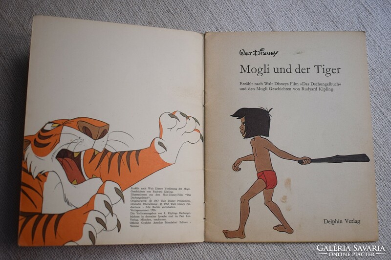 Mogli und der Tiger , Happy , Delphin Verlag Walt Disney német mesekönyv képregény 70-es évek Maugli