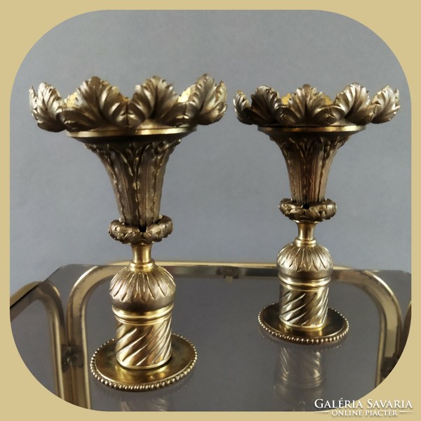 Copper candle holder pair