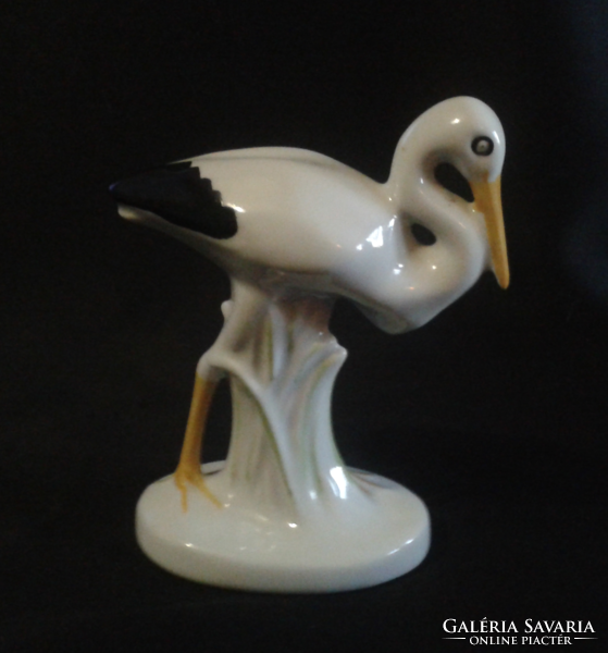 Old porcelain stork bird (sculpture)