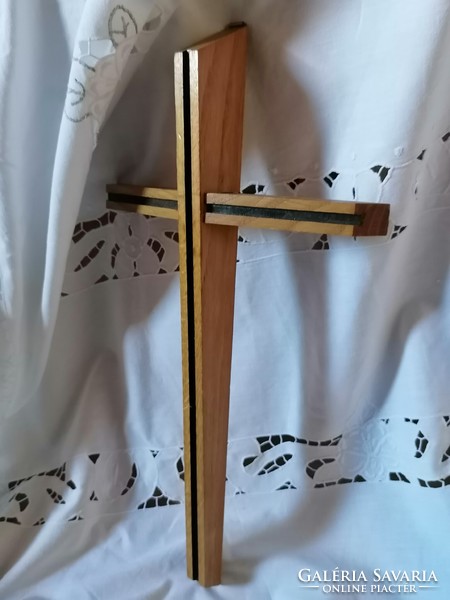 A particularly beautiful handmade wooden crucifix without a body from the seventies.
