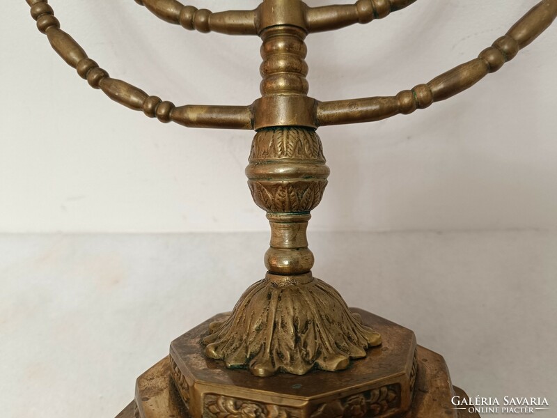 Antique menorah Judaica copper Jewish candle holder 7 branch menorah 248 7944