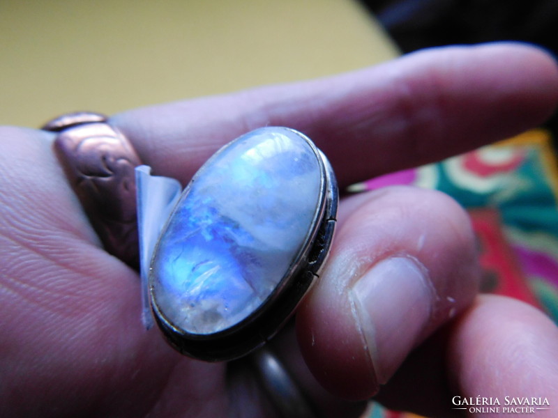 Rainbow moonstone 925 hallmarked silver ring 57 18mm