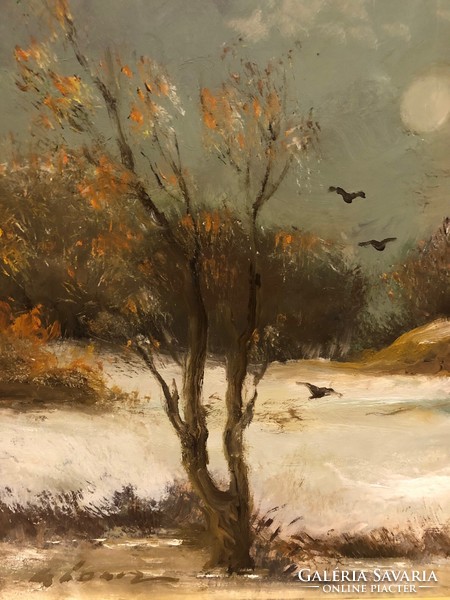 Winter landscape oil painting by Emil Gádor