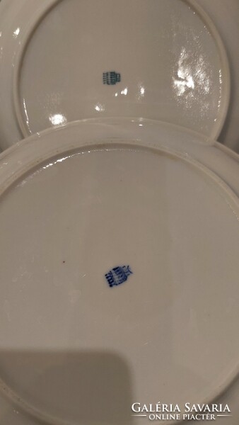 5 db Zsolnay porcelán kék csíkos tányér