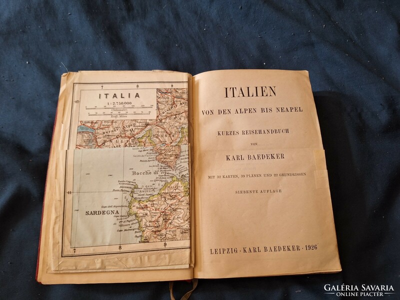 1926 BAEDEKER--ITALIEN VON DEN ALPEN BIS NEAPEL ---kis térkép hibás! olcsón!