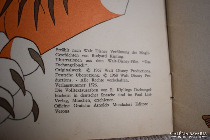 Mogli und der Tiger , Happy , Delphin Verlag Walt Disney német mesekönyv képregény 70-es évek Maugli