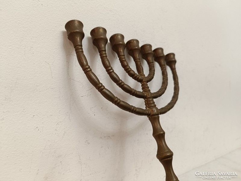 Antique menorah Judaica copper Jewish candle holder 7 branch menorah 399 8035