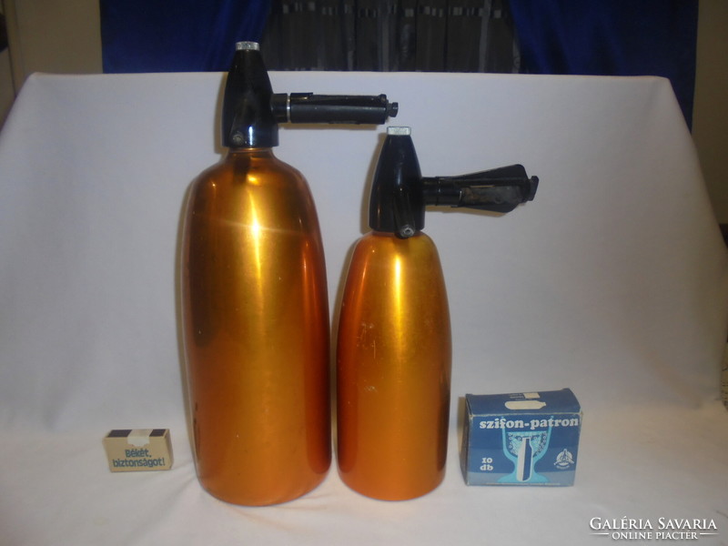 Retro soda bottle, siphon - two liter, one liter, cartridge - together