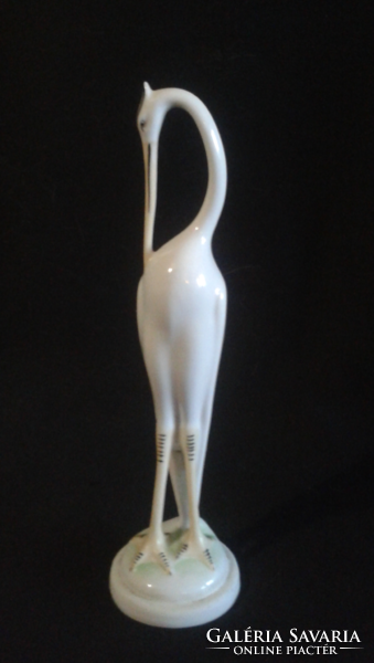 Hollóházi porcelán madár gém ( figurás szobor )