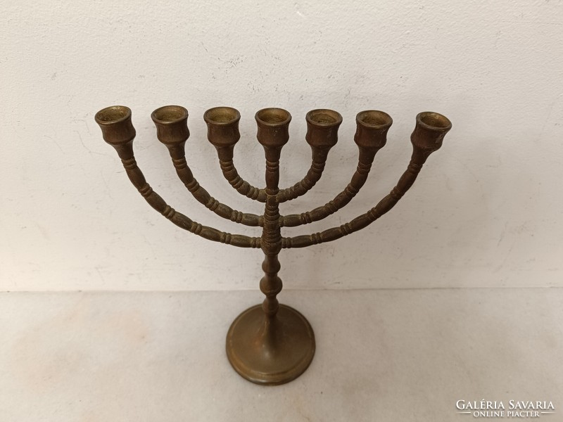 Antique menorah Judaica copper Jewish candle holder 7 branch menorah 399 8035
