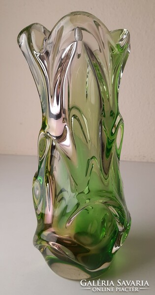 Vintage multi-layer blown Czech glass vase, Karlovarske (moser) glass factory