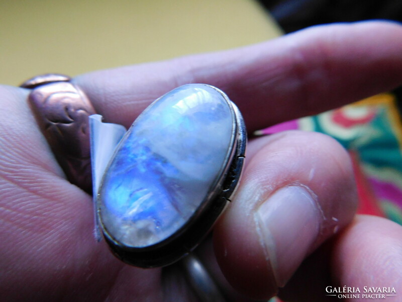 Rainbow moonstone 925 hallmarked silver ring 57 18mm
