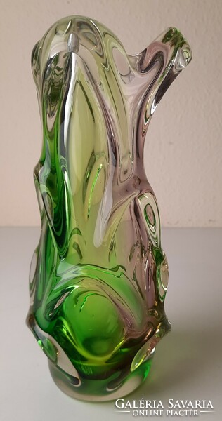 Vintage multi-layer blown Czech glass vase, Karlovarske (moser) glass factory