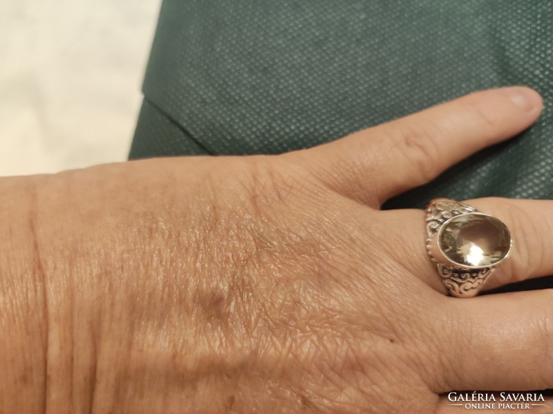 Israeli silver ring with citrine stone