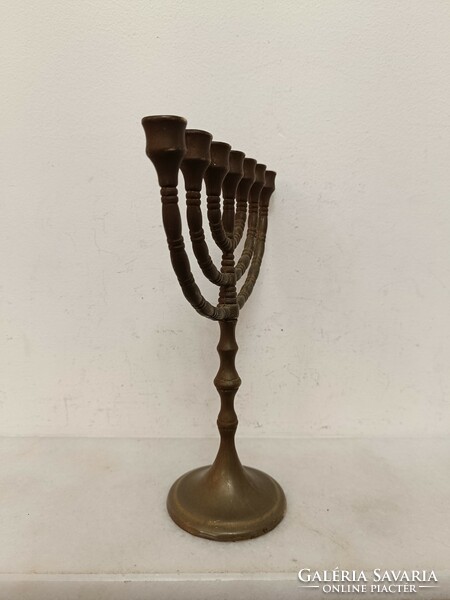 Antique menorah Judaica copper Jewish candle holder 7 branch menorah 399 8035