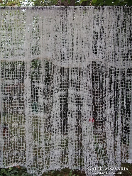 Retro modern fishnet thread curtain 290x180 cm - freshly washed