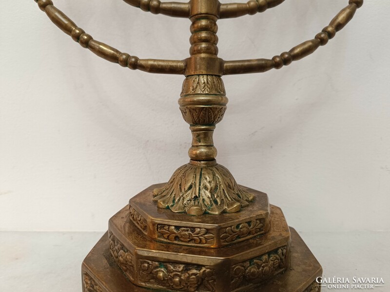 Antique menorah Judaica copper Jewish candle holder 7 branch menorah 248 7944