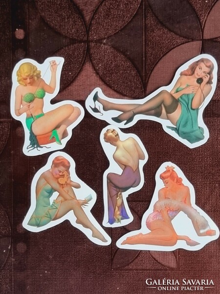 Pack of 5 vintage pin-up stickers (34)